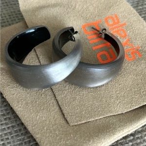 ALEXIS BITTAR GRAY LUCITE MEDIUM HOOP EARING